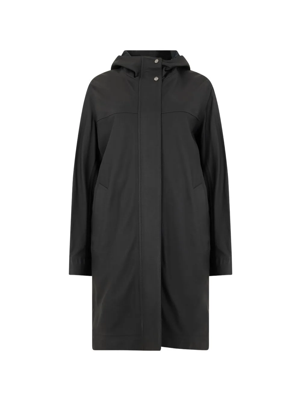 Josie-P Hooded Concealed-Fastening Raincoat by Moorer
