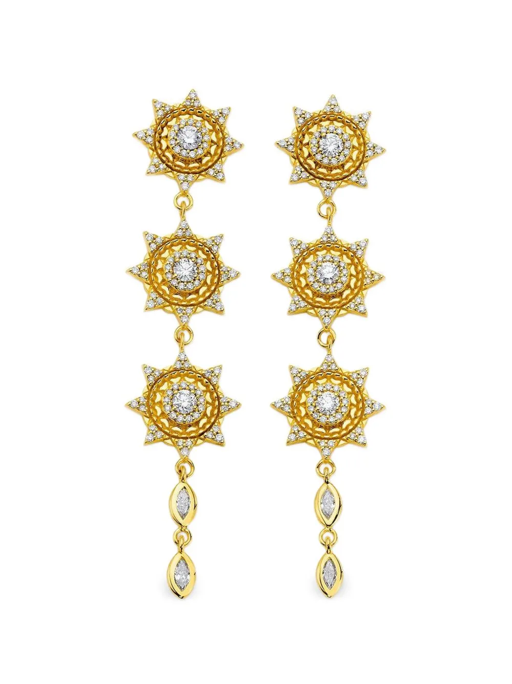 Diamond Triple Sun Drop Earrings by BUDDHA MAMA