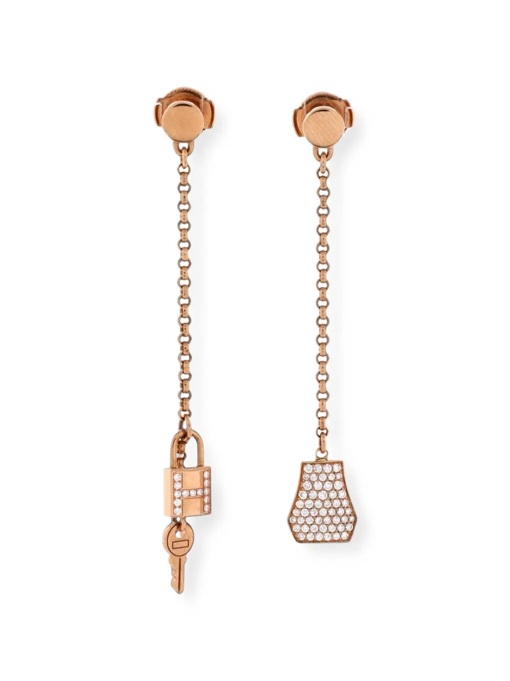 Kelly Clochette Drop 18K Rose Gold and Diamonds Earrings by Hermès Pre-Owned