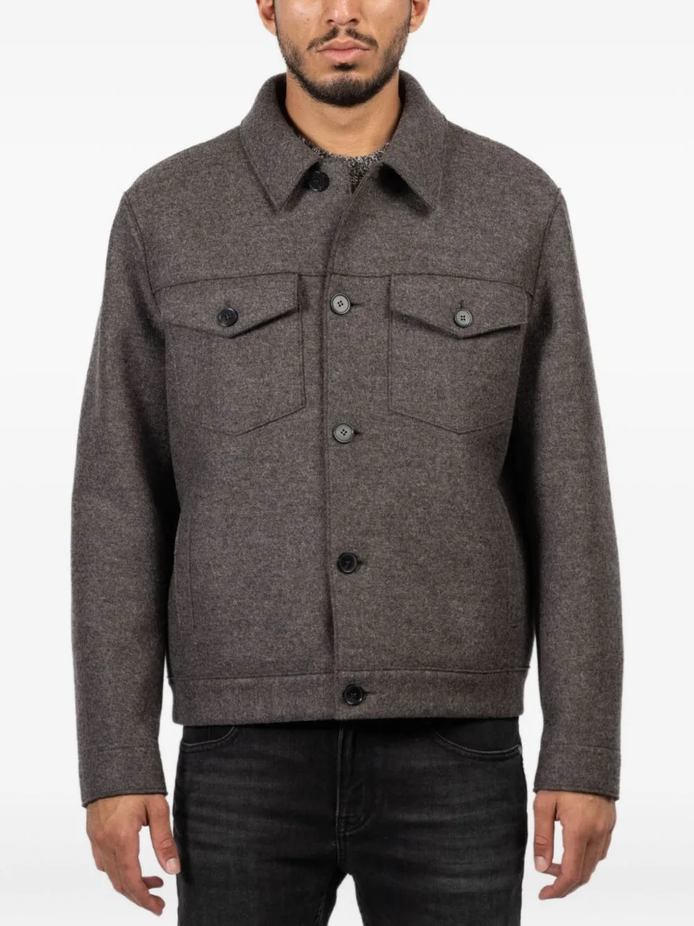 Buttoned Flap-Pocket Jacket by Harris Wharf London