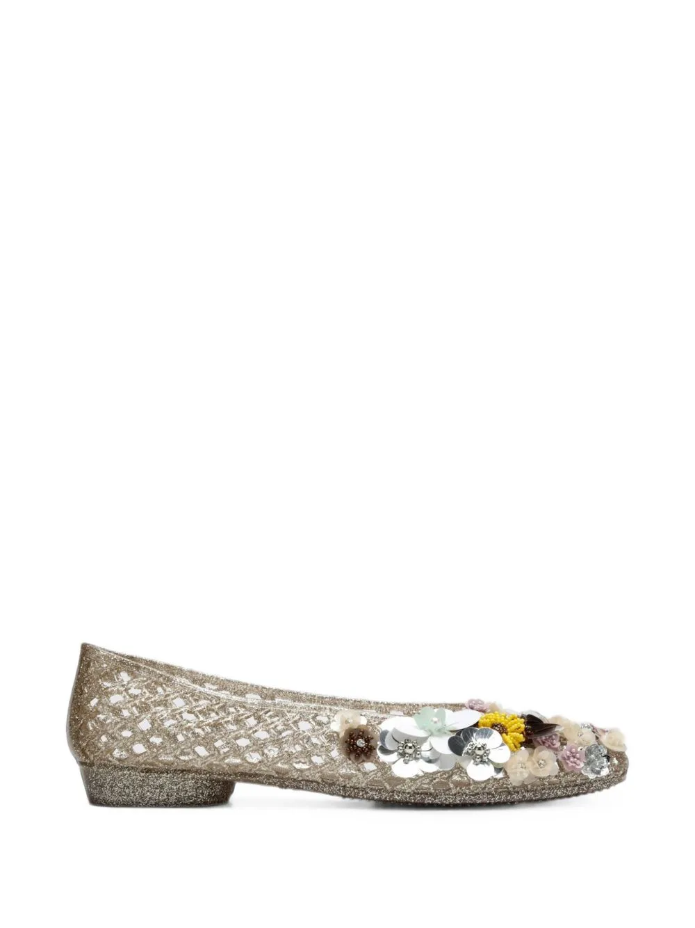 Beaded-Floral Ballet Flats by HEAVENLY JELLY