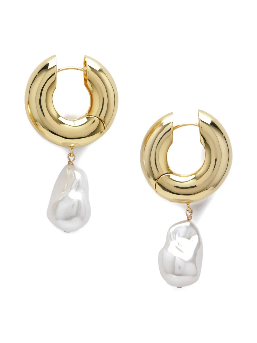 Pearl-Pendant Hoop Earrings