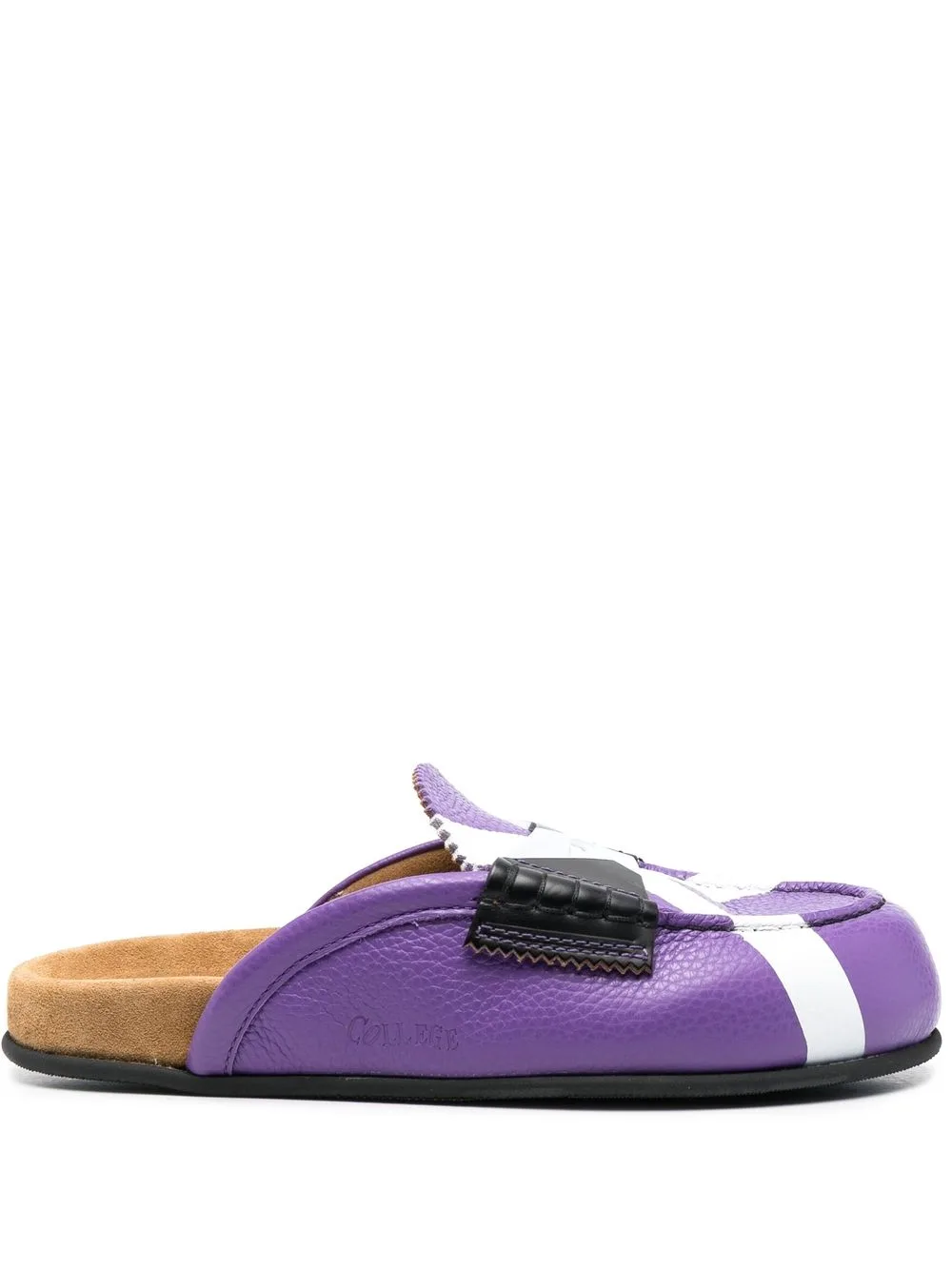 Cross-Print Colour-Block Mules by college