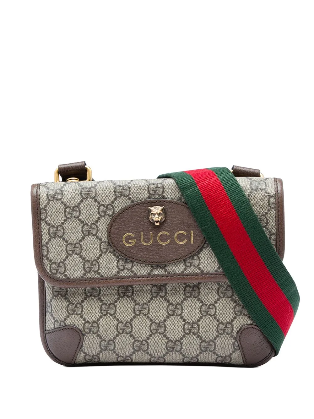 2016-2026 Small GG Supreme Web Neo Vintage Double Flap Messenger Bag Crossbody Bag by Gucci Pre-Owned