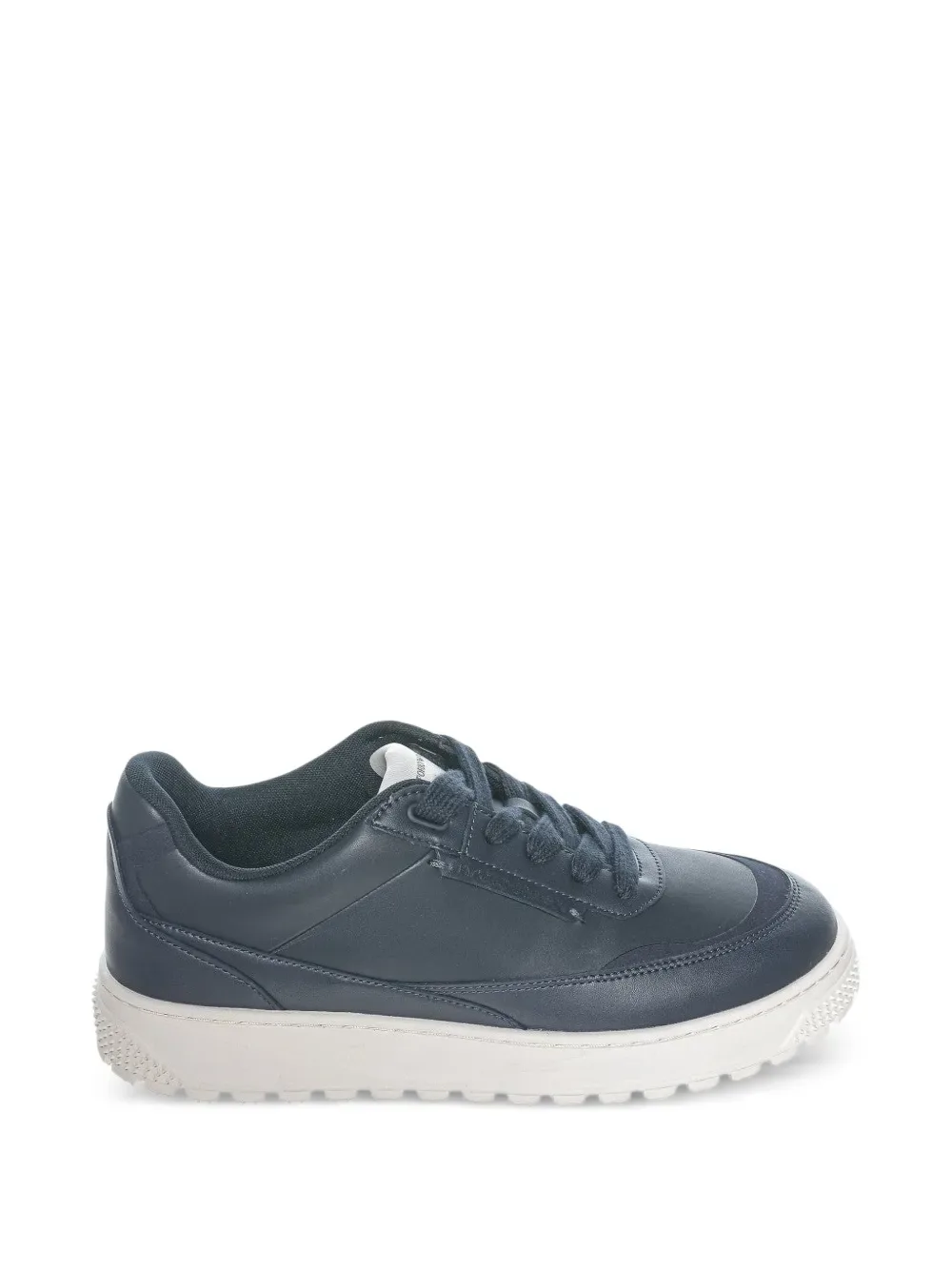 Smooth Leather Lace-Up Sneakers with a Textured Rubber Sole by Emporio Armani