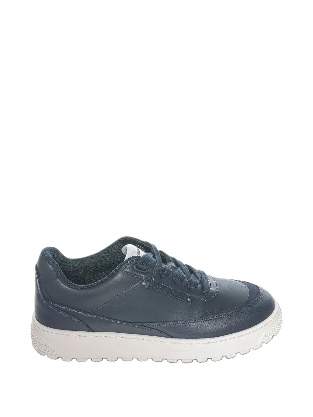 Smooth Leather Lace-Up Sneakers with a Textured Rubber Sole by Emporio Armani