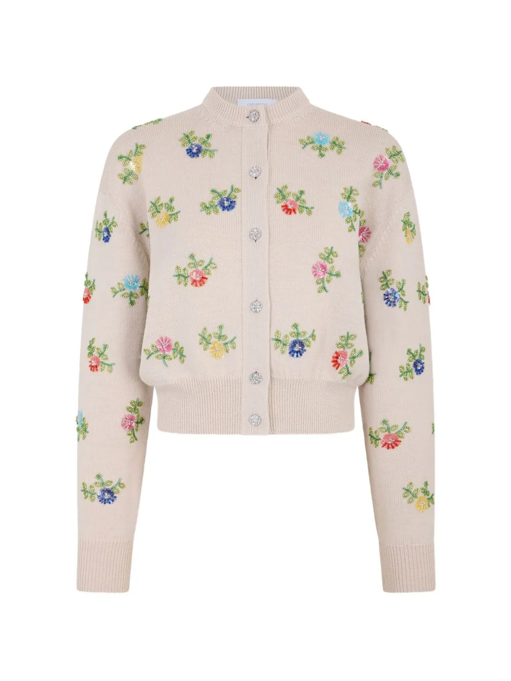 Wool Cardigan with Multicolour Floral Embroidery by Rabanne