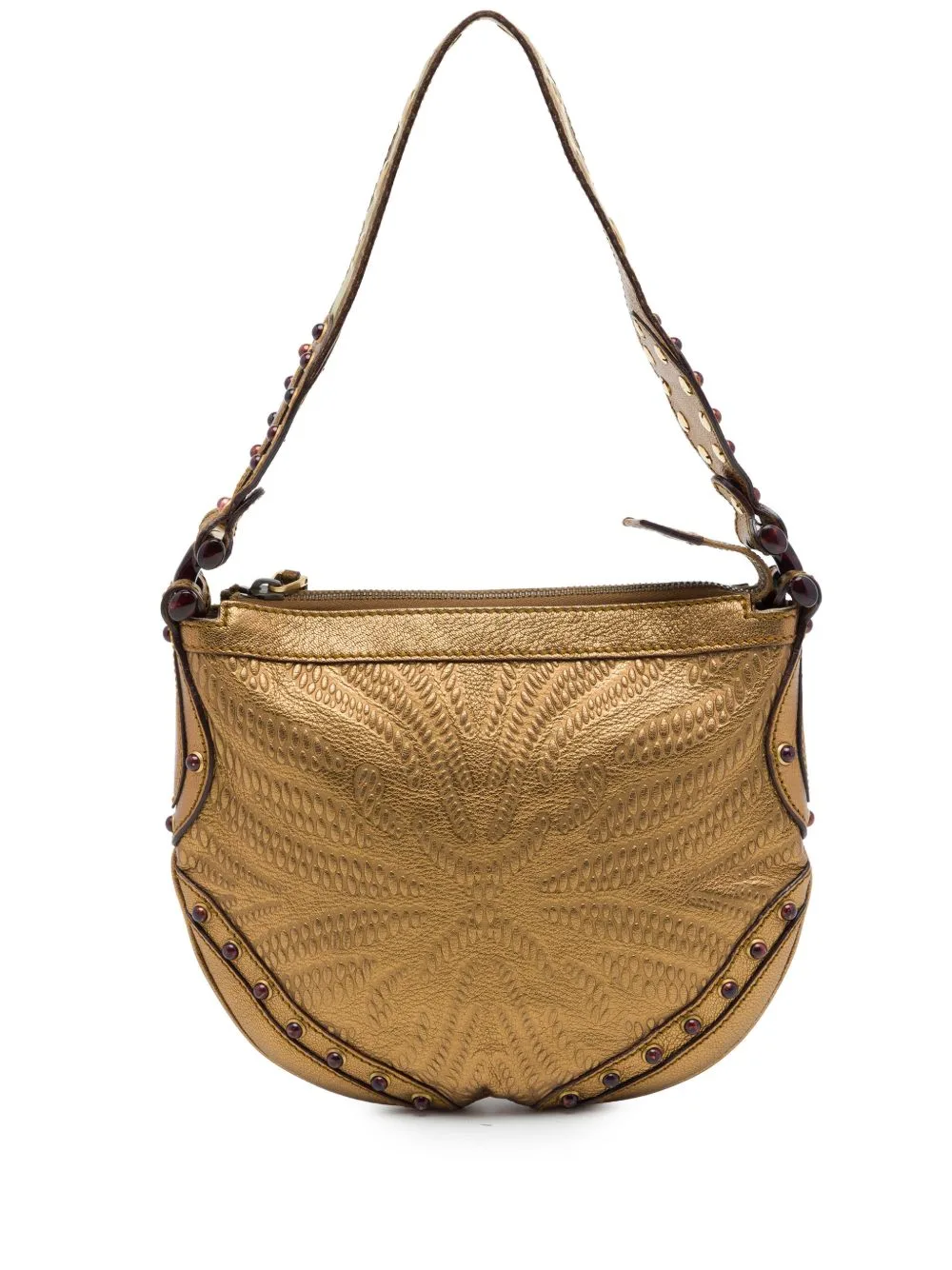 2000-2015 Metallic Embossed Calfskin Pelham Studded Hobo Bag by Gucci Pre-Owned