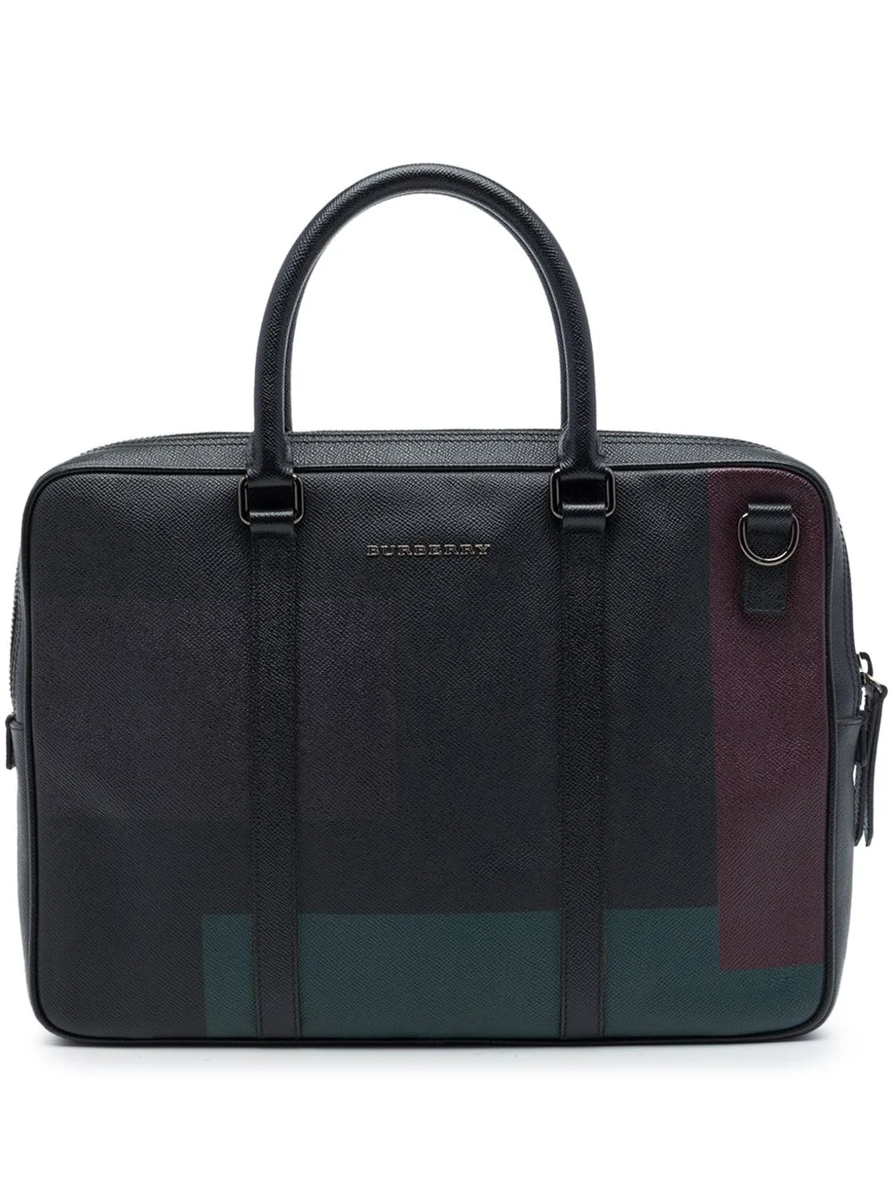 2000-2017 Grained Calfskin Colorblock Newburg Business Bag by Burberry Pre-Owned