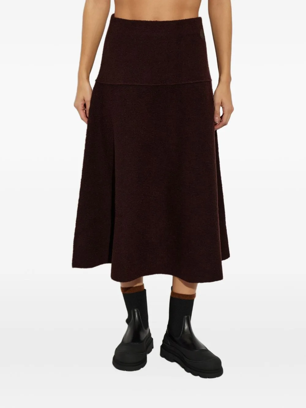 Logo-Patch Flared Midi Skirt by Moncler