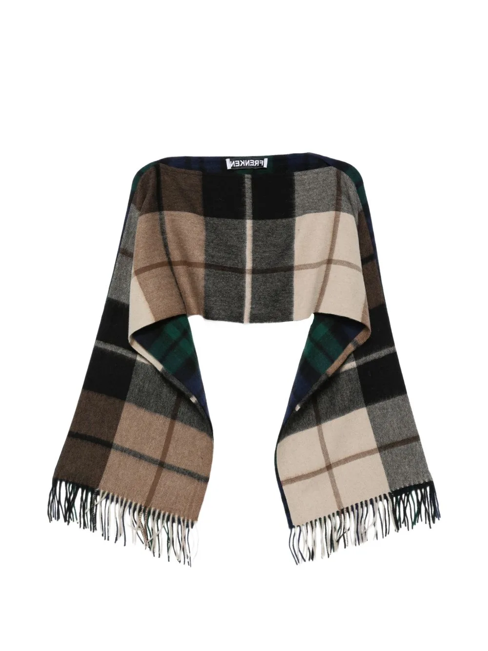 Check-Pattern Fringed Top by Frenken