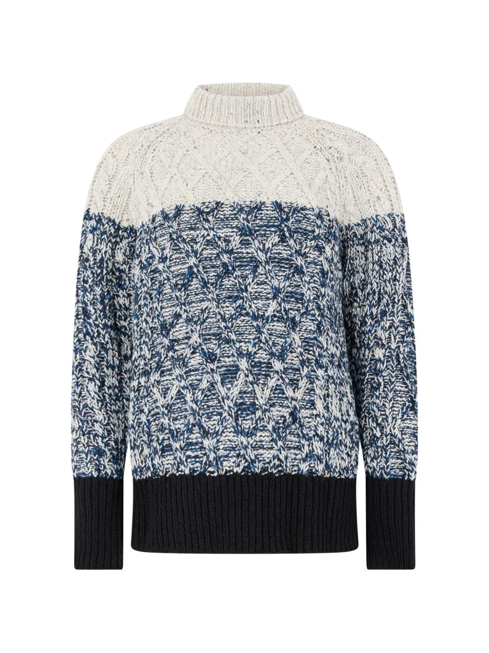 Lizzy-Ds-W3 Cable-Knit Colour-Block Sweater by Moorer