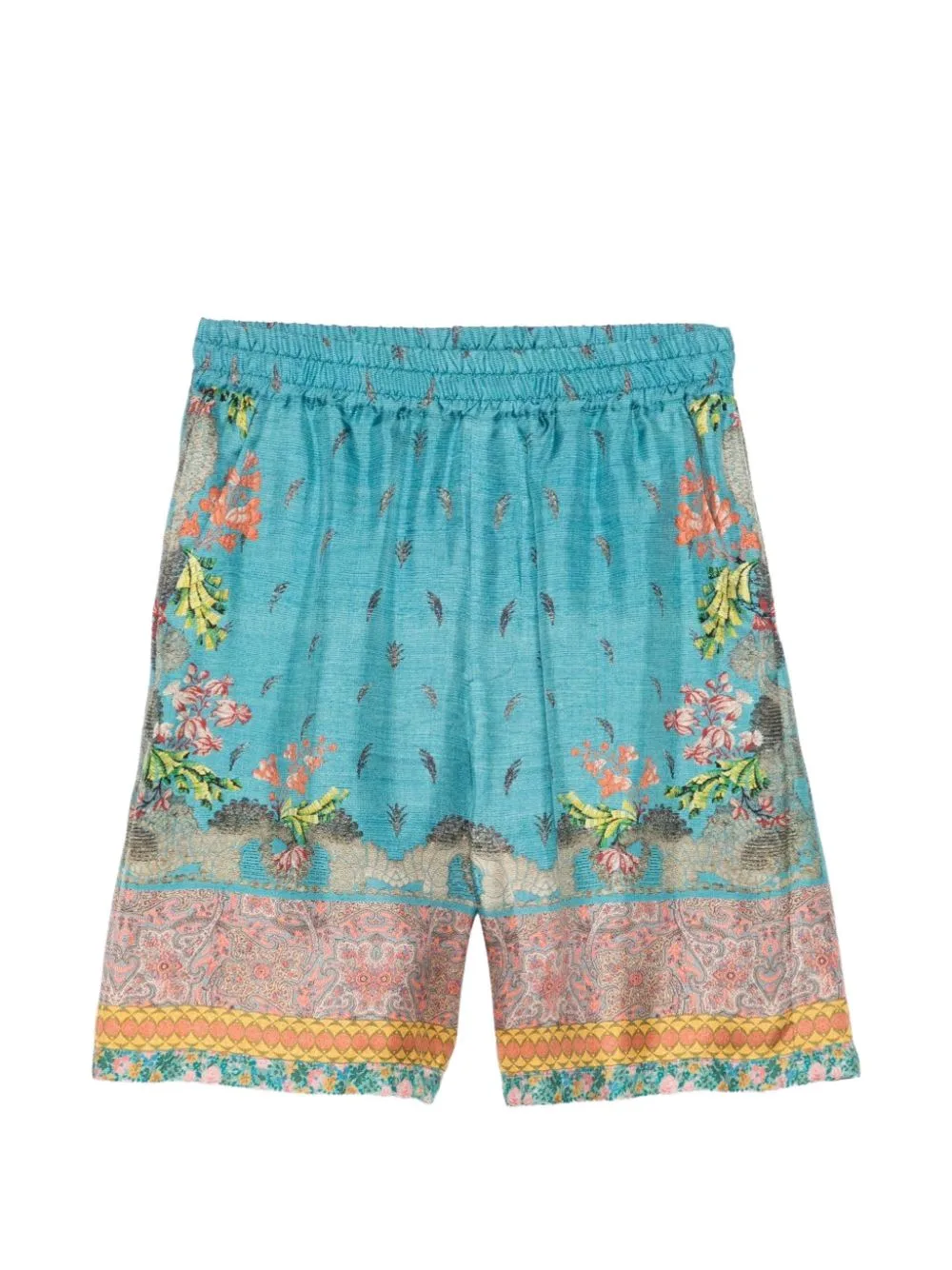 Printed Silk Straight Shorts