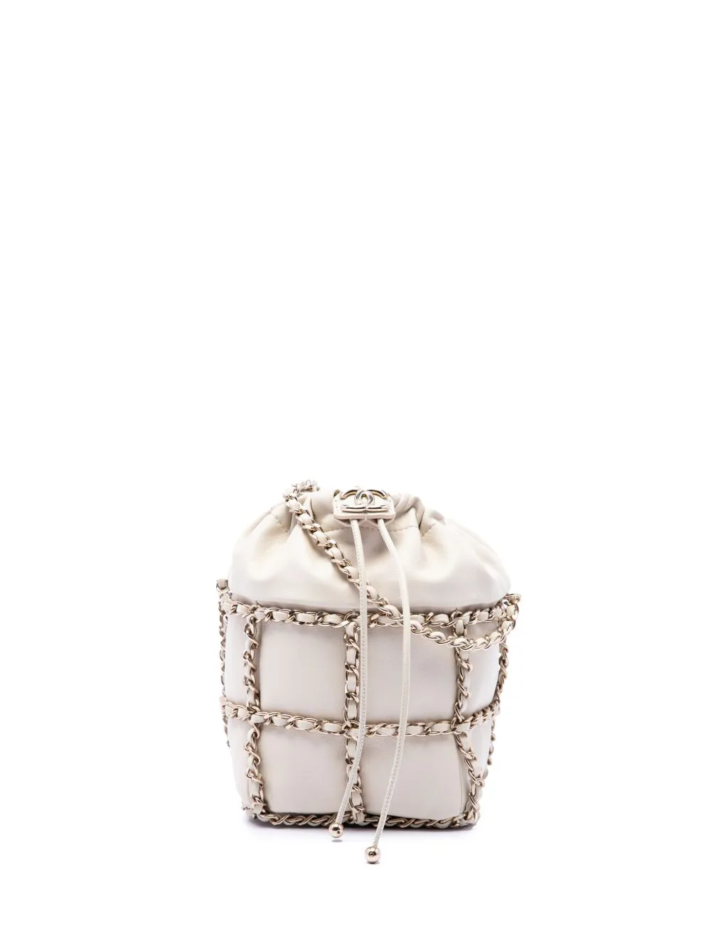 2020 Mini Lambskin CC Chain Frame Drawstring Bucket Bag by CHANEL Pre-Owned
