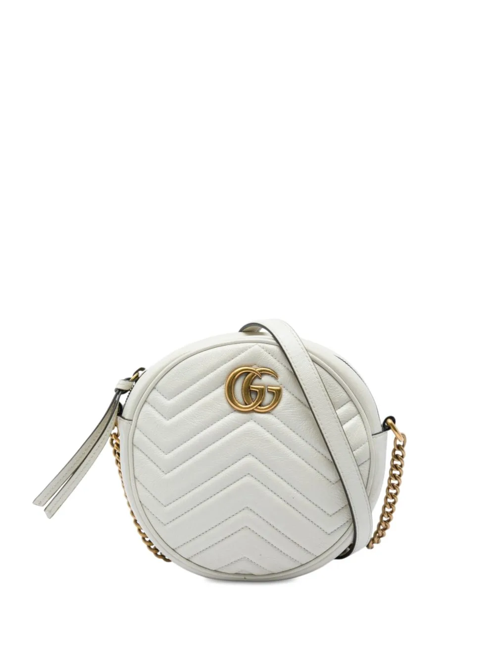 Mini GG Marmont Matelasse Calfskin Round Crossbody Bag by Gucci Pre-Owned
