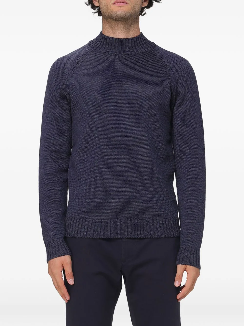Raglan-Sleeve Ribbed-Trim Sweater by Zanone