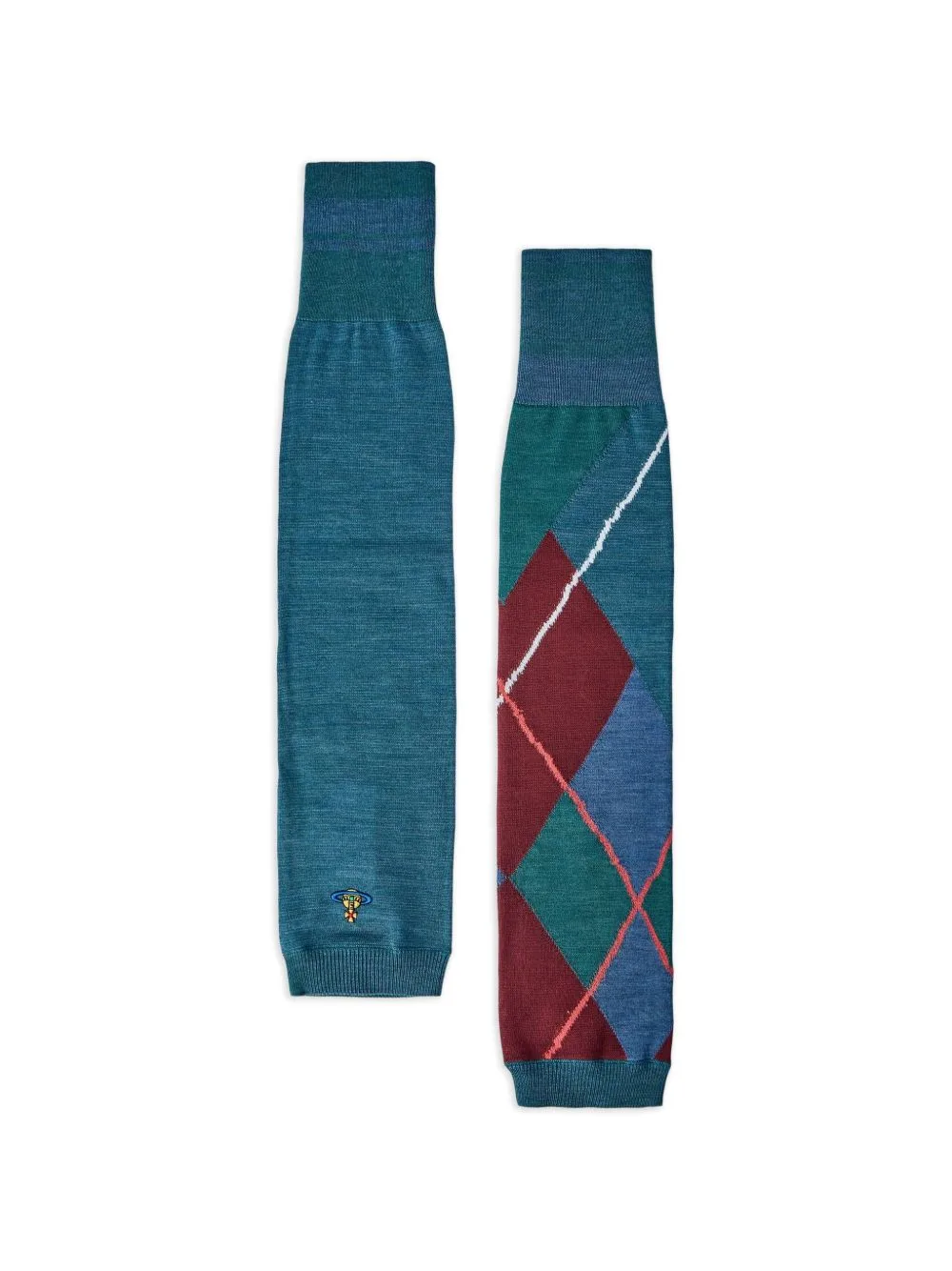 Argyle-Pattern Orb-Embroidered Arm Warmers by Vivienne Westwood