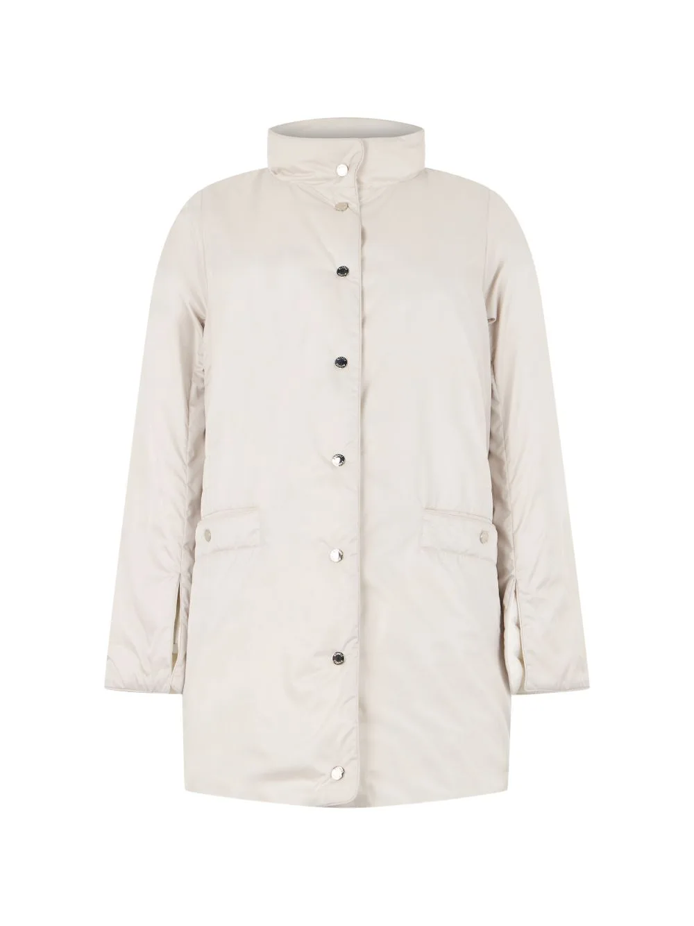 Mandy-Wk3 High-Neck Press-Stud Coat by Moorer