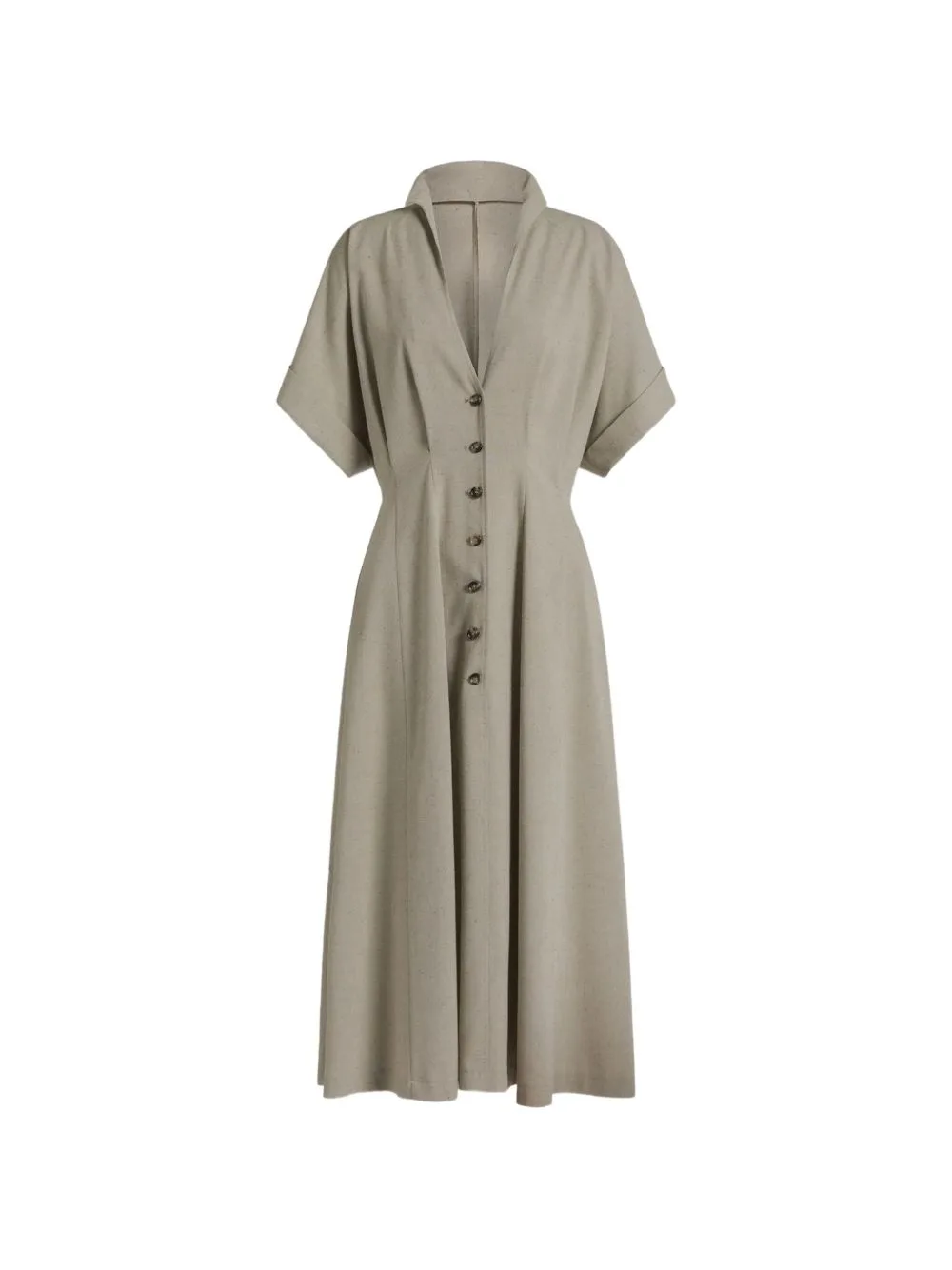 Button-Up Short-Sleeve Midi Dress by Alberta Ferretti