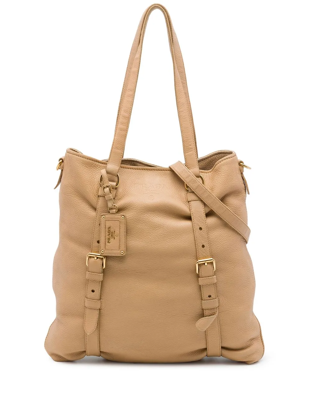 2000-2010 Vitello Daino Open Convertible Tote Satchel by Prada Pre-Owned
