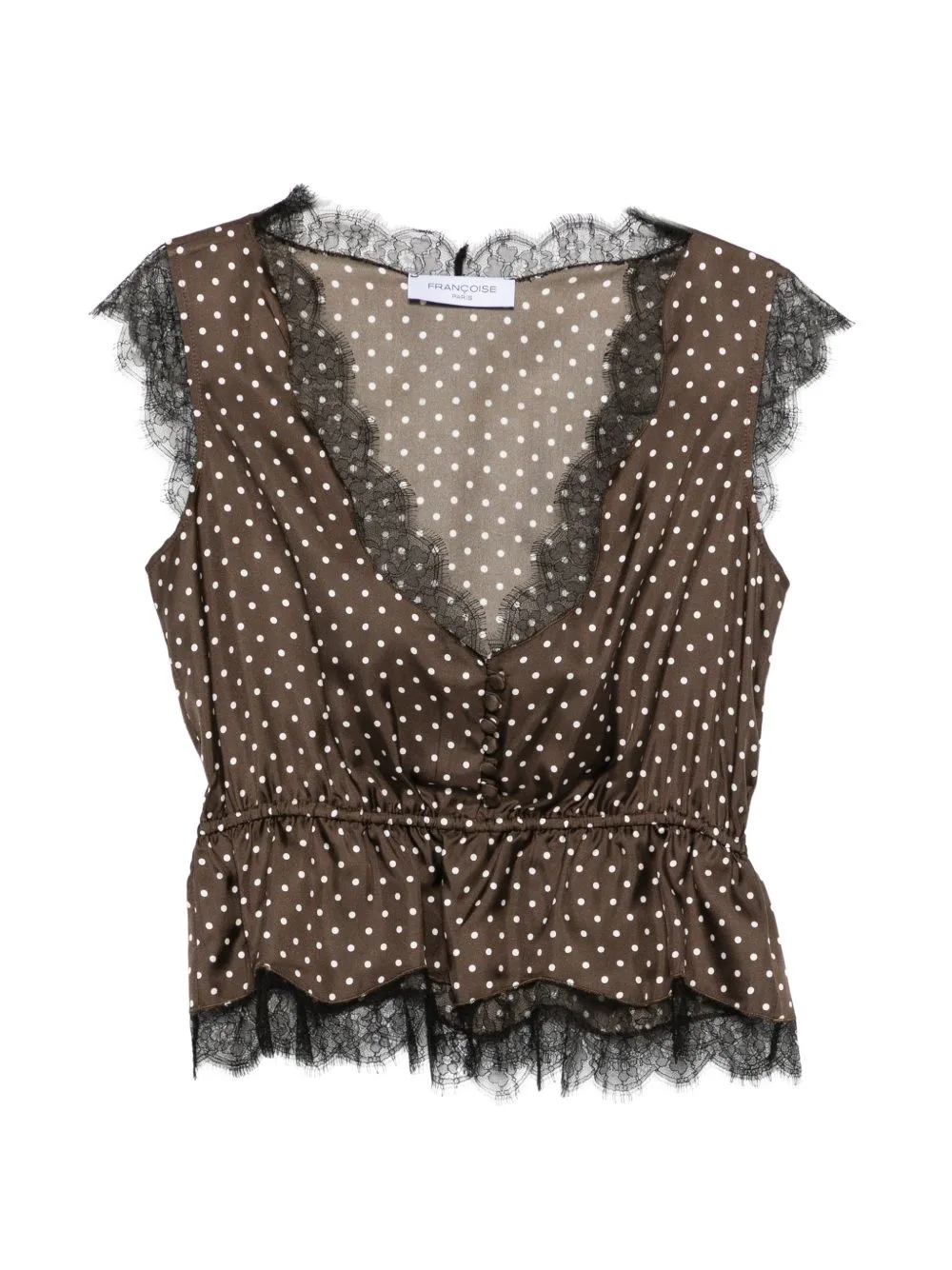 Lisete Polka-Dot Lace-Trimmed Top by Françoise