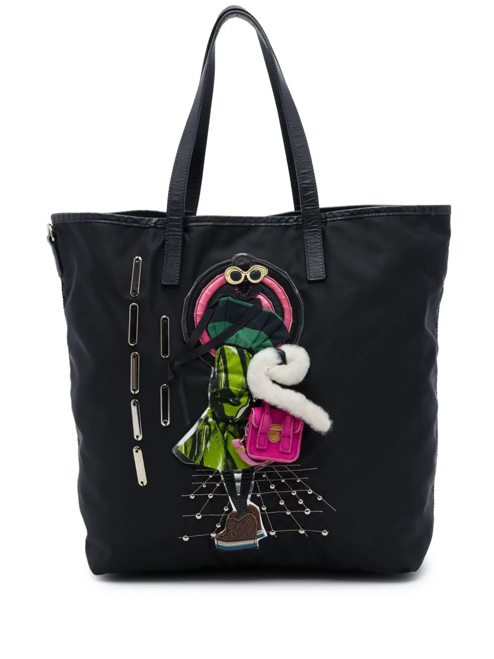 2013-2026 Saffiano Trimmed Tessuto Robot Convertible Tote Satchel by Prada Pre-Owned