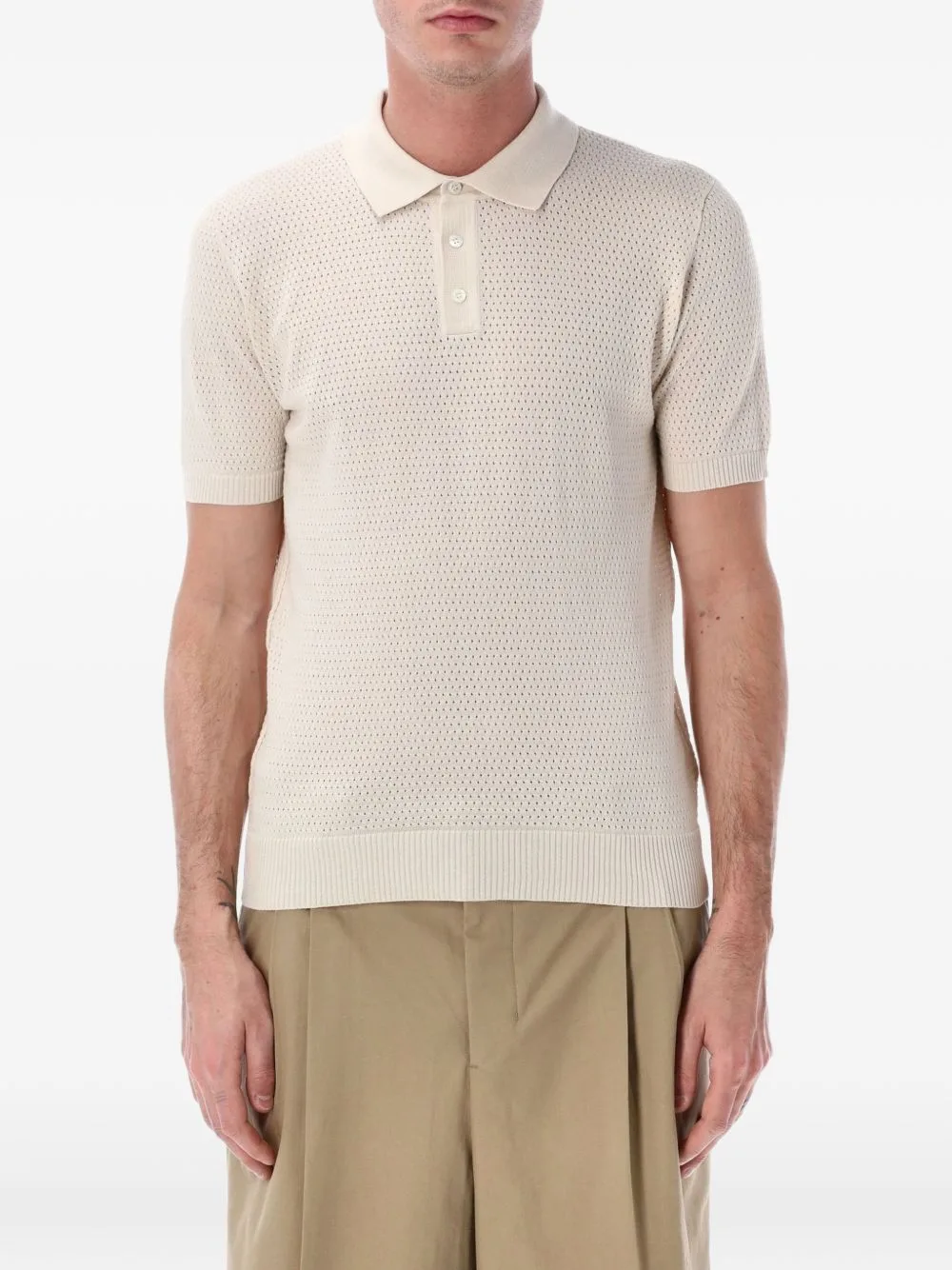 Mesh-Knit Polo Shirt