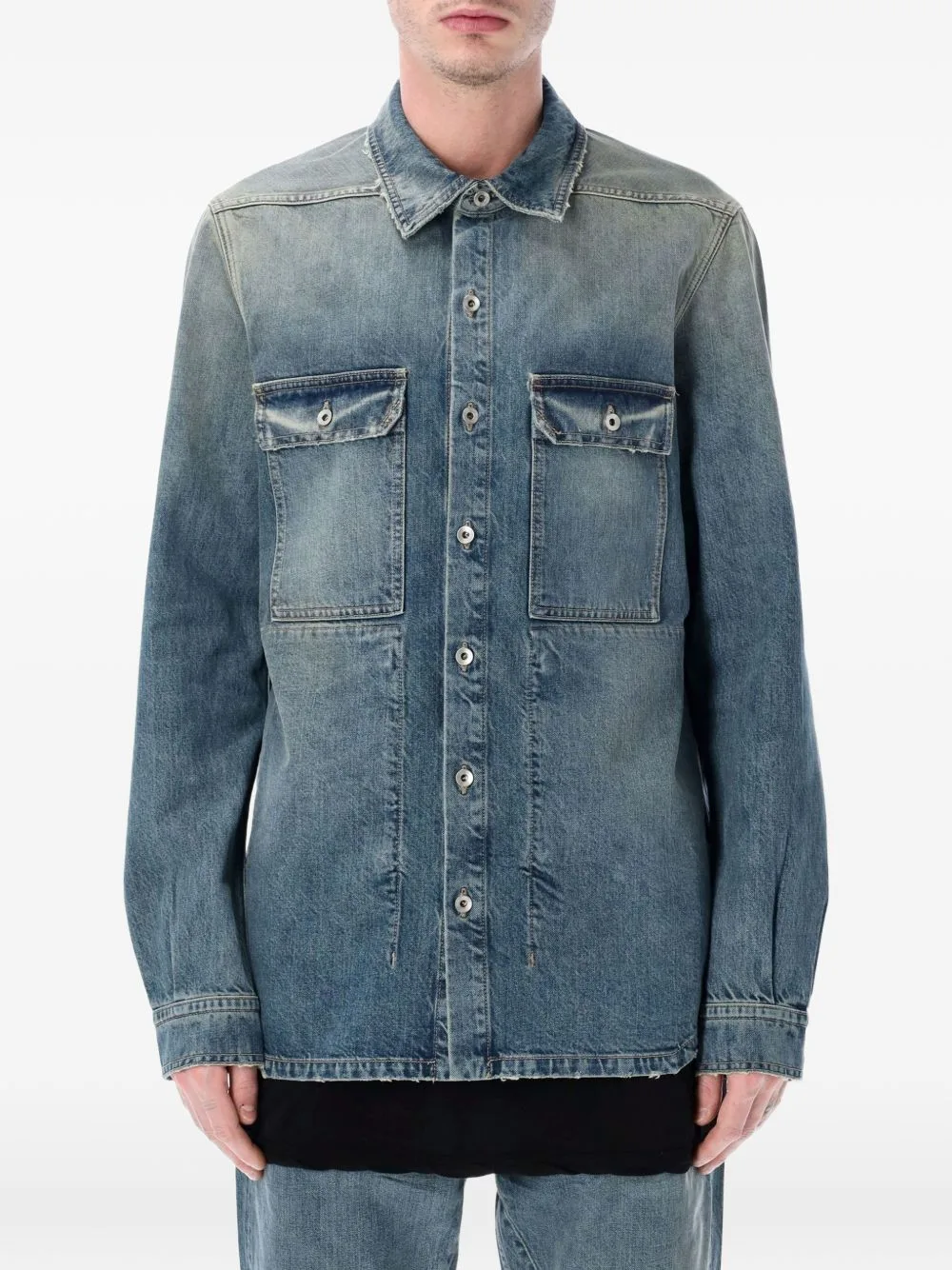 Faded-Effect Denim Shirt Jacket by Rick Owens