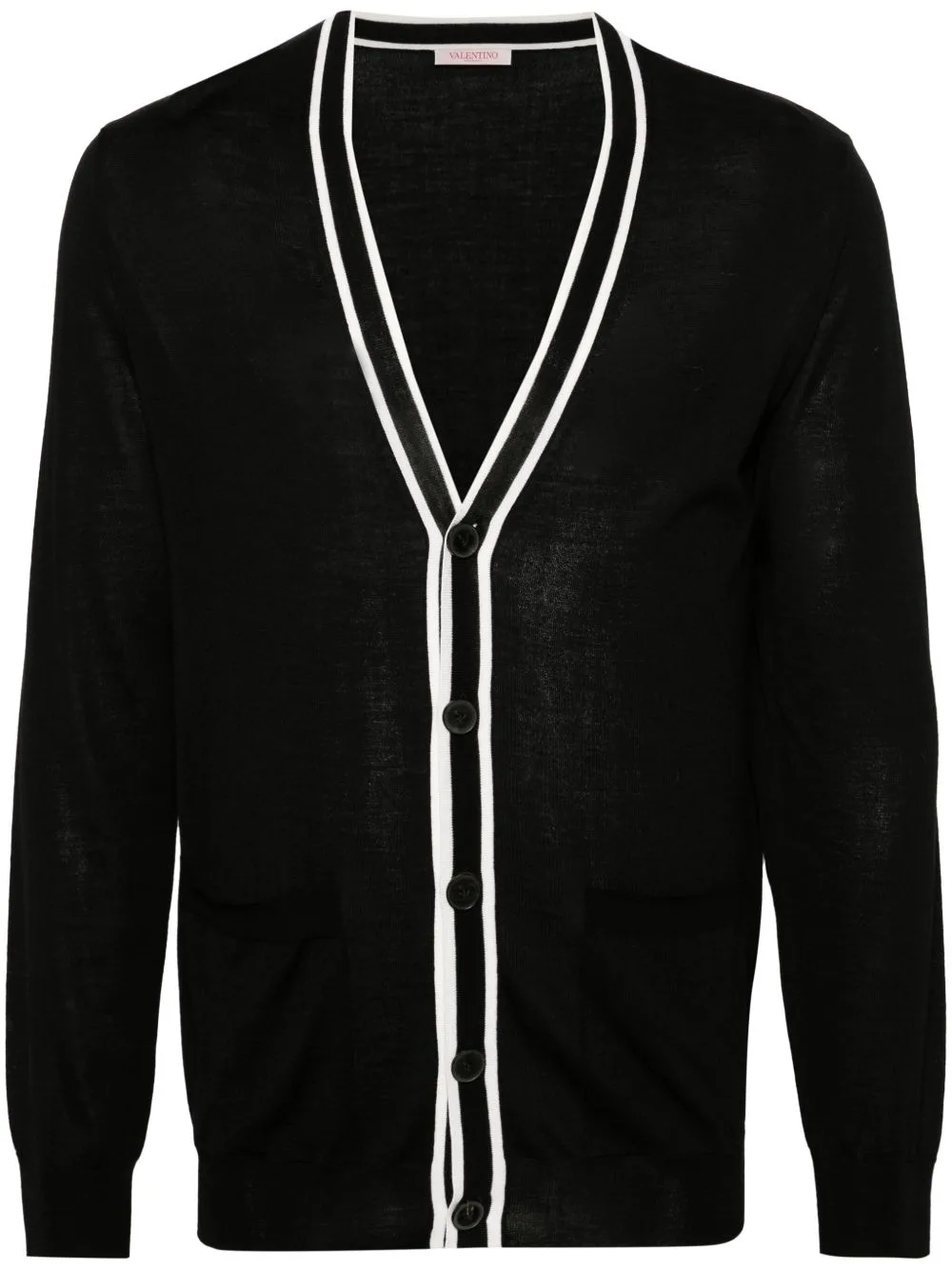 Contrasting-Trim Virgin Wool Cardigan by Valentino Garavani