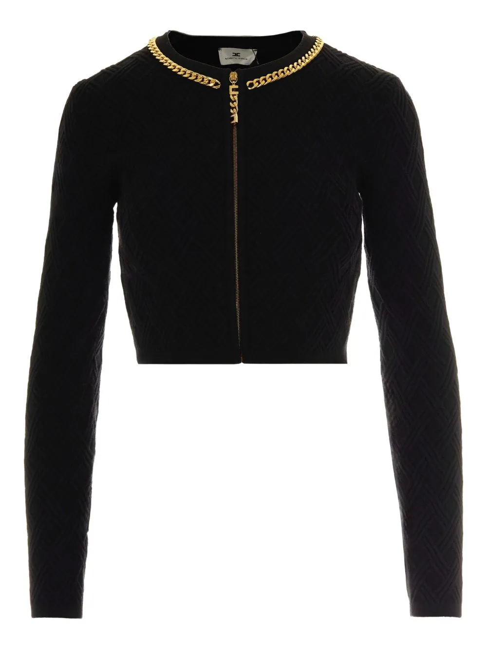 Chain-Trim Diamond-Pattern Cardigan by Elisabetta Franchi