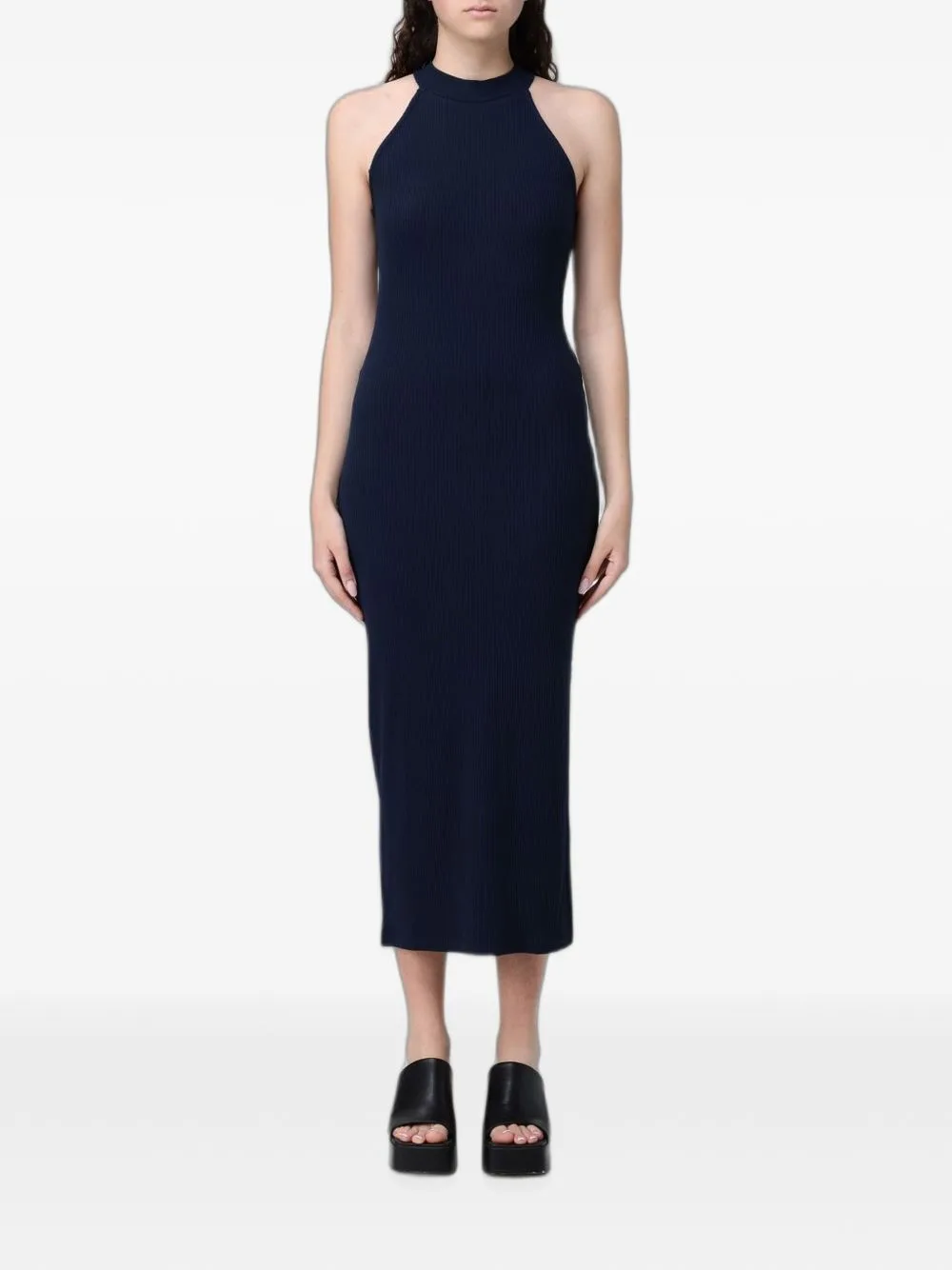 Ribbed-Knit Halterneck Midi Dress by Ea7 Emporio Armani