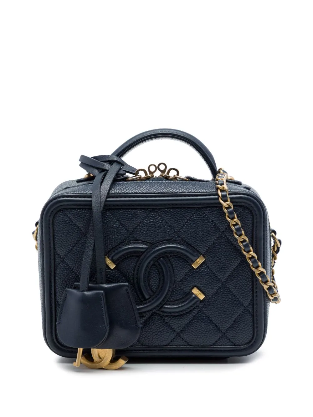 2019 Small Caviar CC Filigree Vanity Case Satchel by CHANEL Pre-Owned