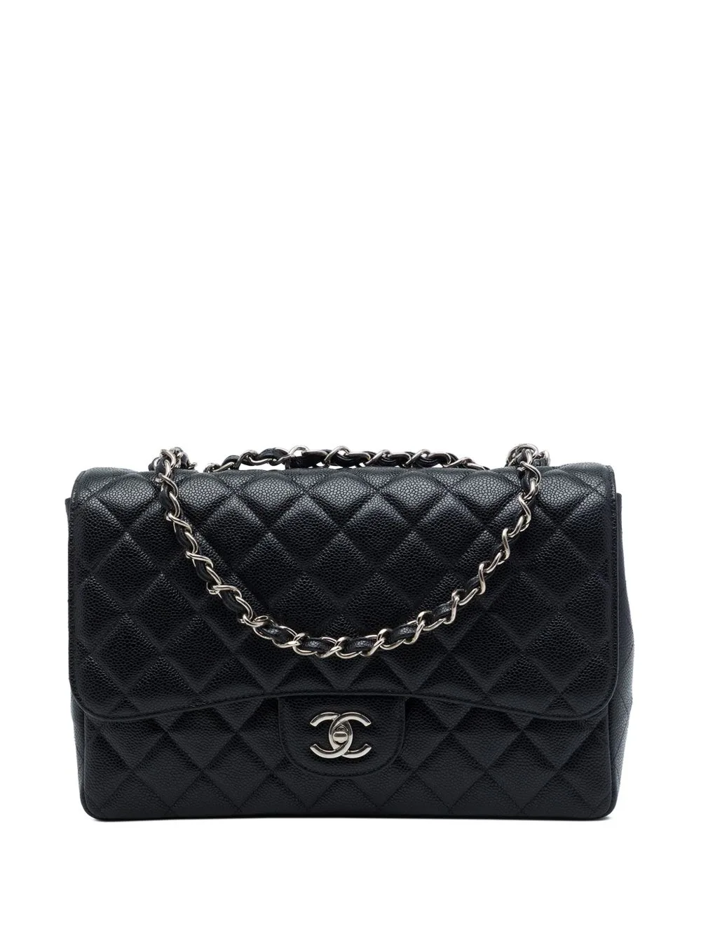 2009-2010 Jumbo Classic Caviar Single Flap Shoulder Bag by CHANEL Pre-Owned