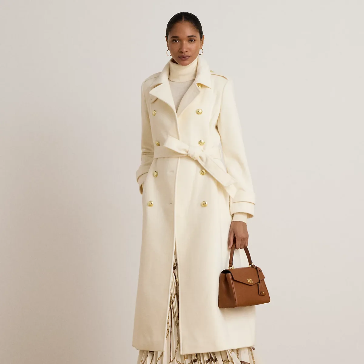 Double-Breasted Belted Funnelneck Coat by Lauren Ralph Lauren