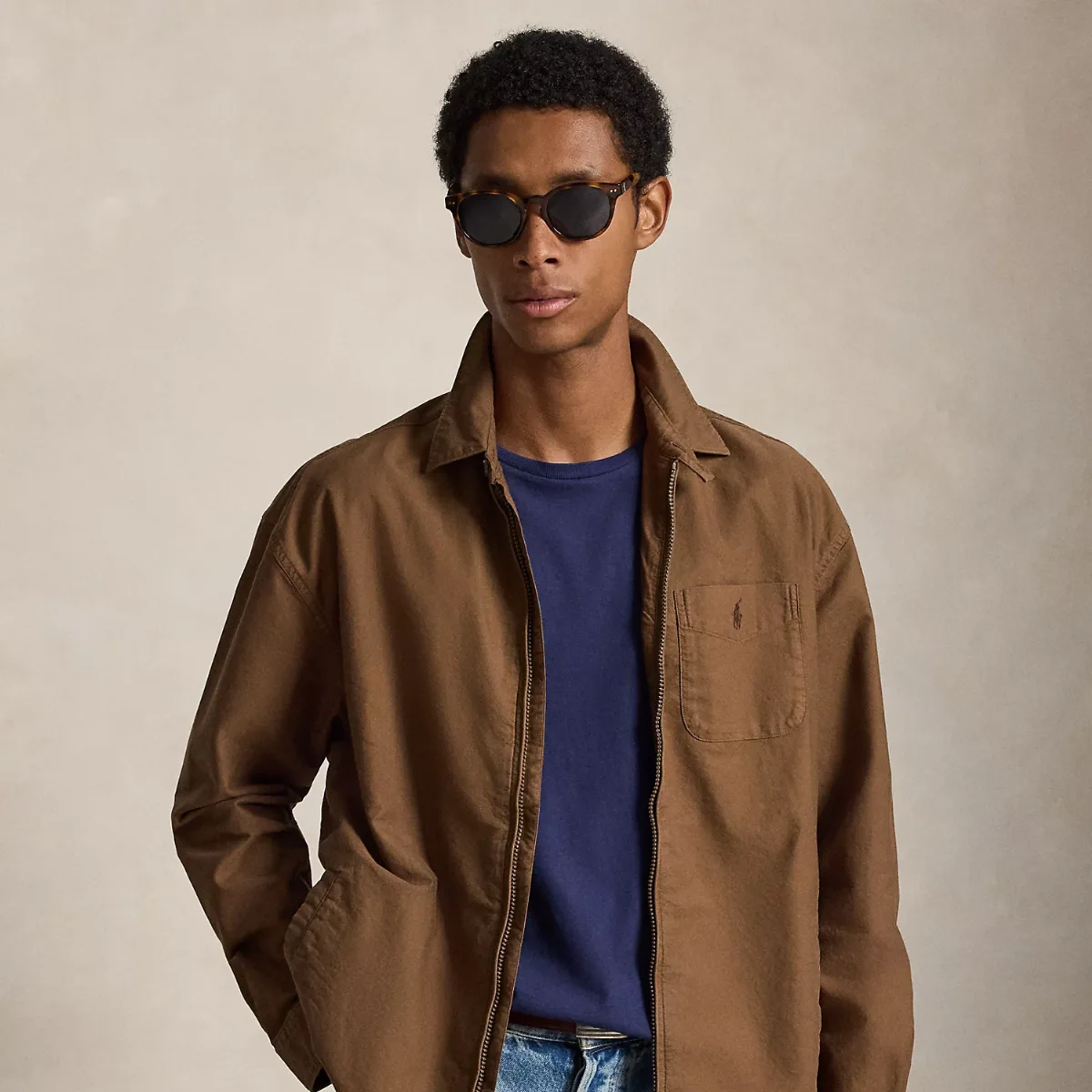 Relaxed Oxford Full-Zip Overshirt by Polo Ralph Lauren