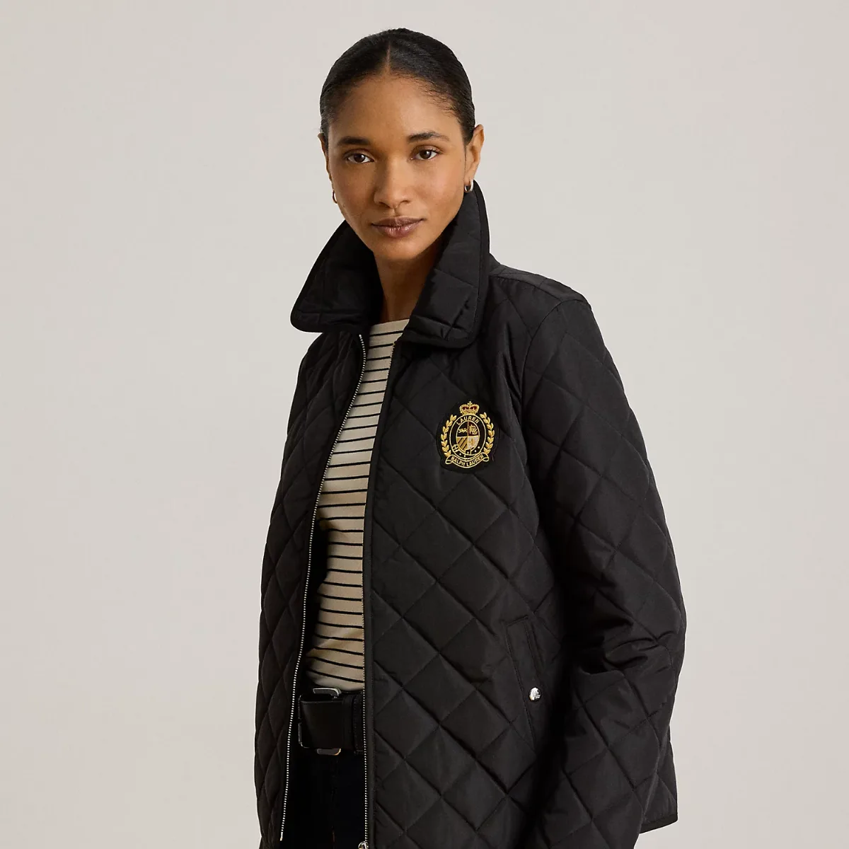 Crest-Patch Diamond-Quilted Jacket by Lauren Ralph Lauren