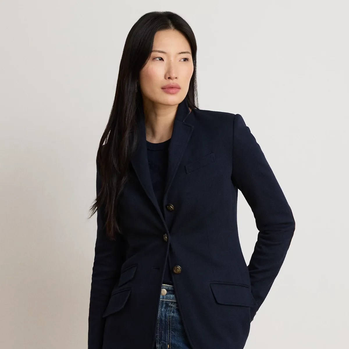 Cotton Herringbone Jacquard Blazer by Lauren Ralph Lauren