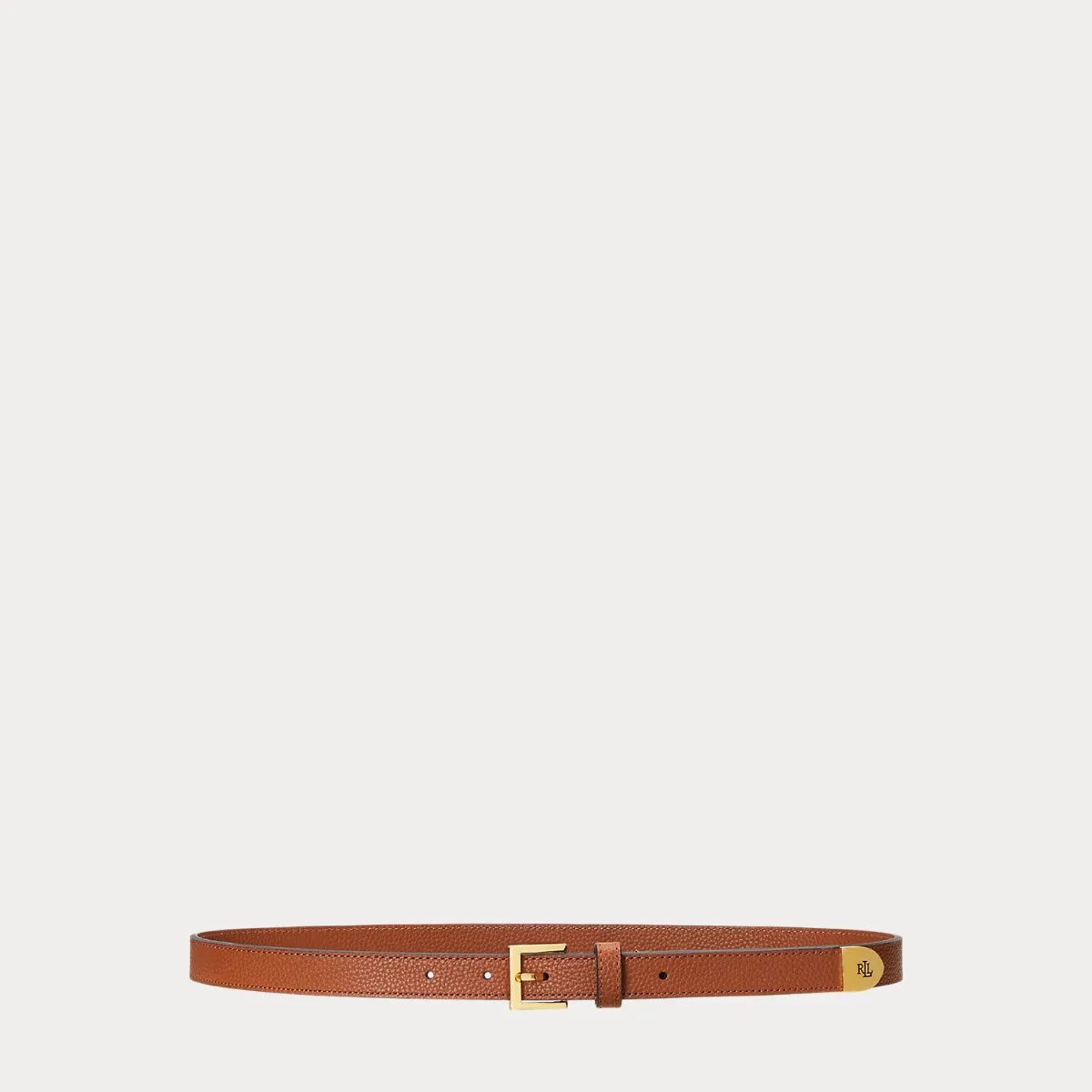 Pebbled Leather Skinny Belt