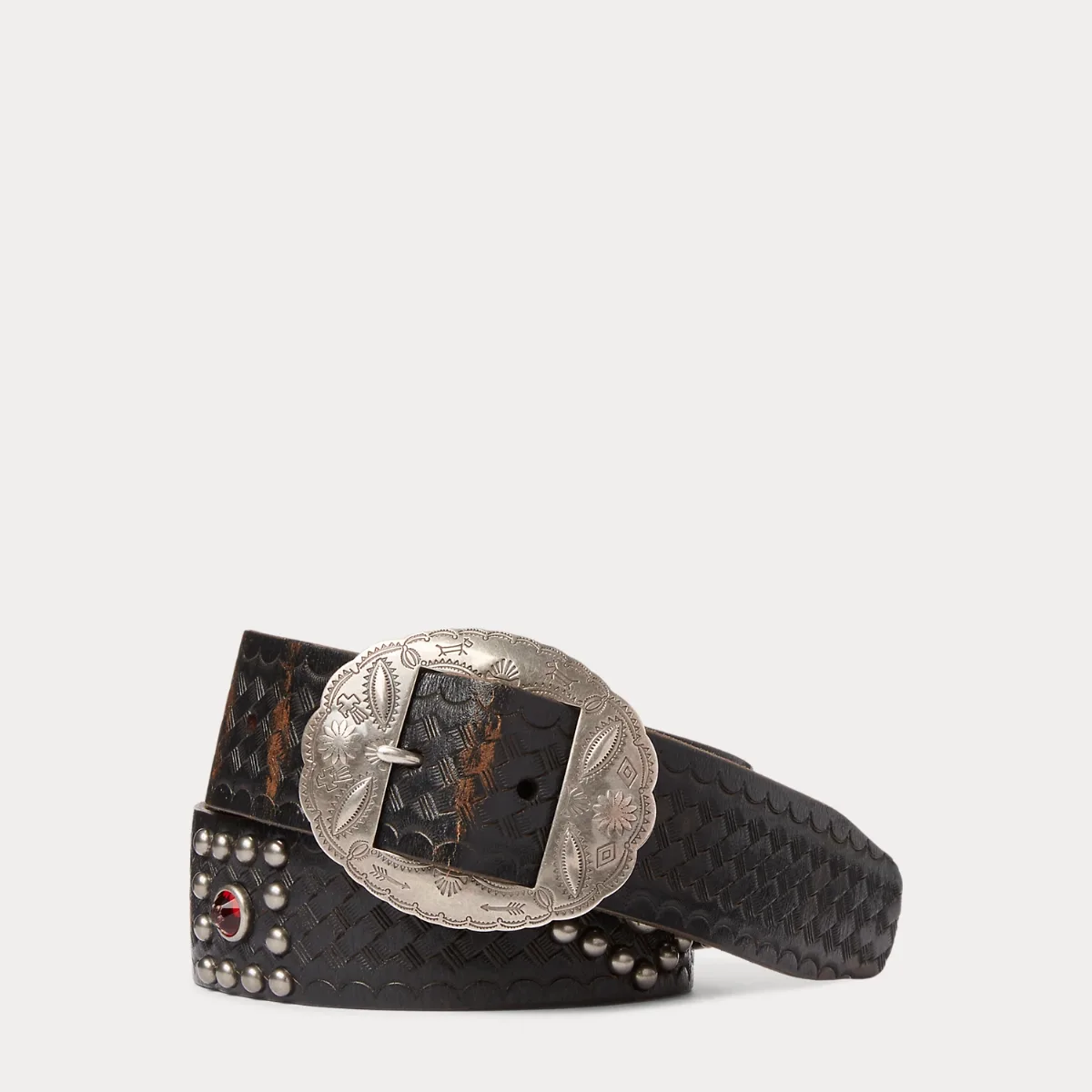 Studded Leather Belt by Ralph Lauren RRL