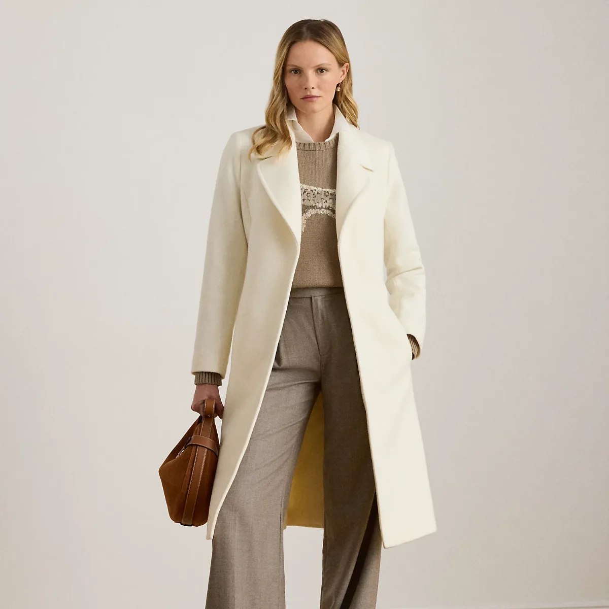 Belted Wool-Blend Wrap Coat