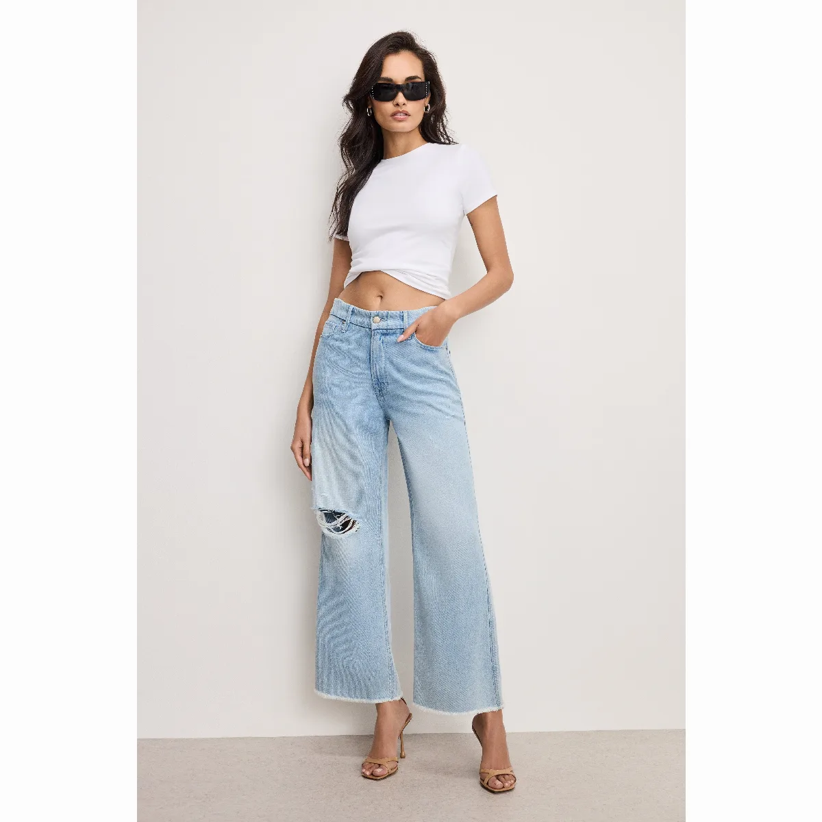 Weightless Good Skate Wide Cropped Jeans by GOOD AMERICAN