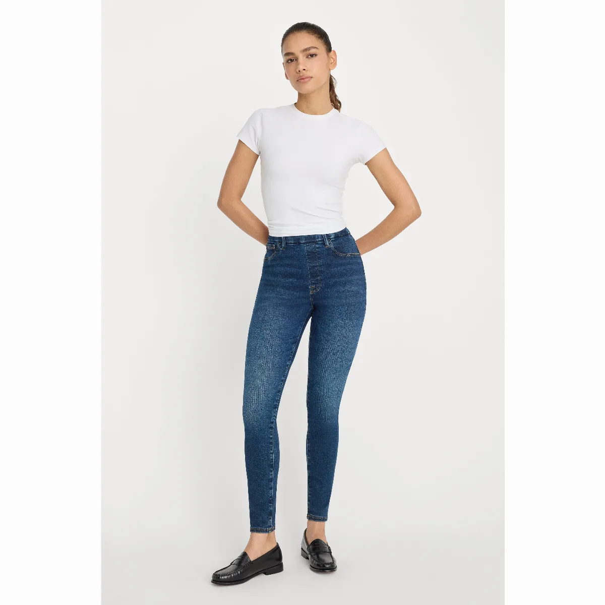 Power Stretch Pull-On Skinny Jeans High Waisted Skinny Jeans by Khloé Kardashian