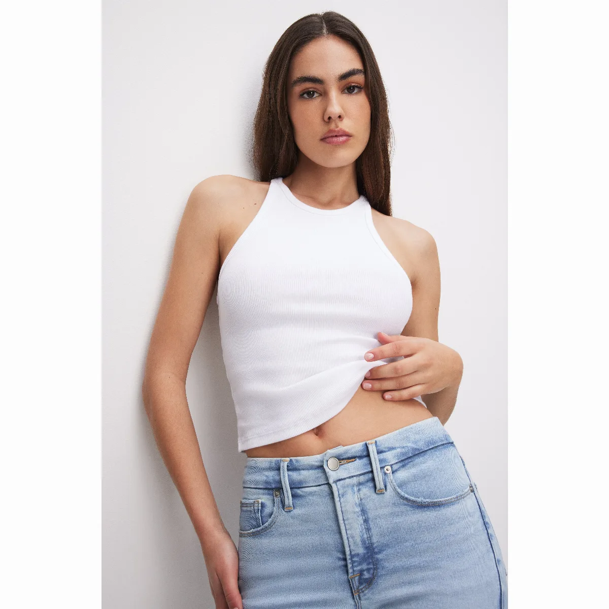 Micro Rib Crewneck Tank Top by Khloé Kardashian
