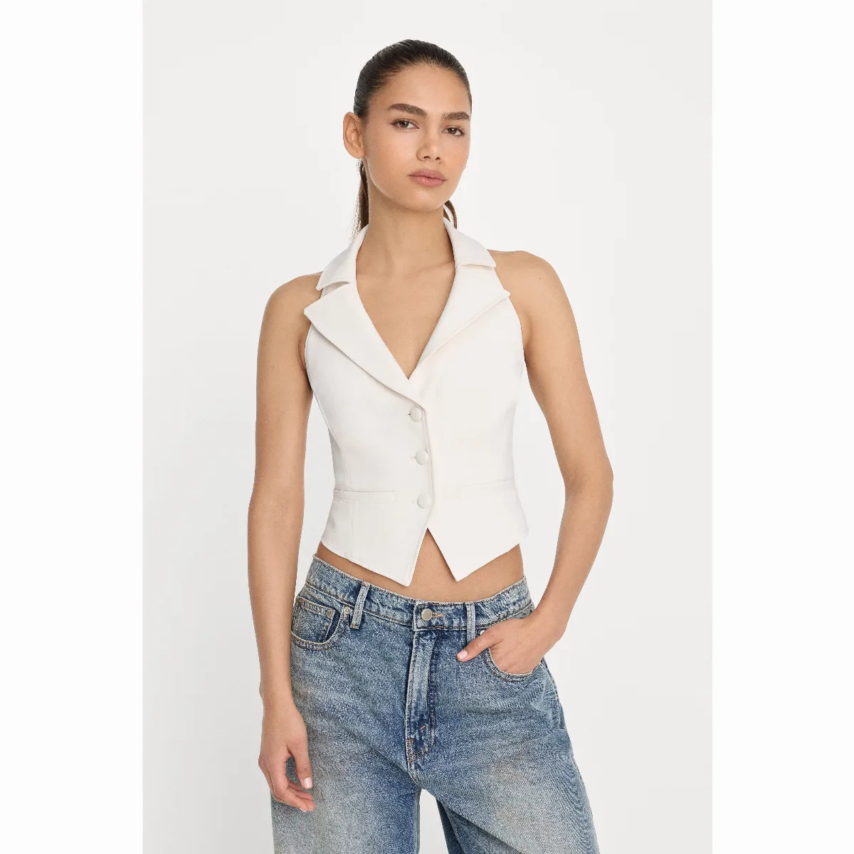 Luxe Suiting Halter Vest by Khloé Kardashian by GOOD AMERICAN