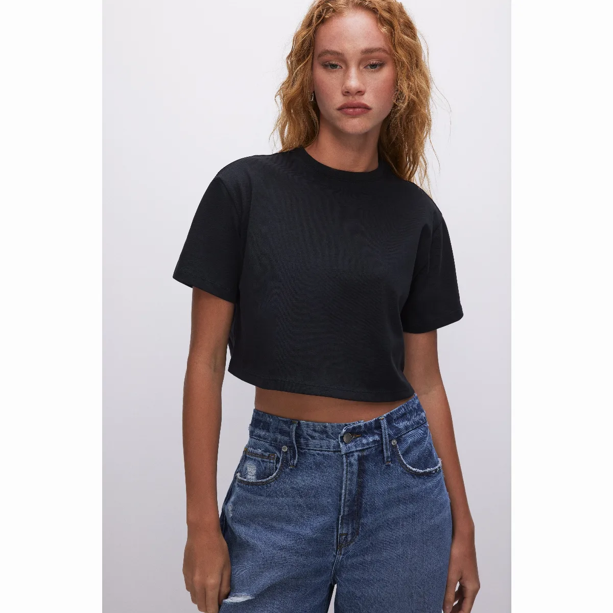 Cotton Cropped T-Shirt by Khloé Kardashian by GOOD AMERICAN