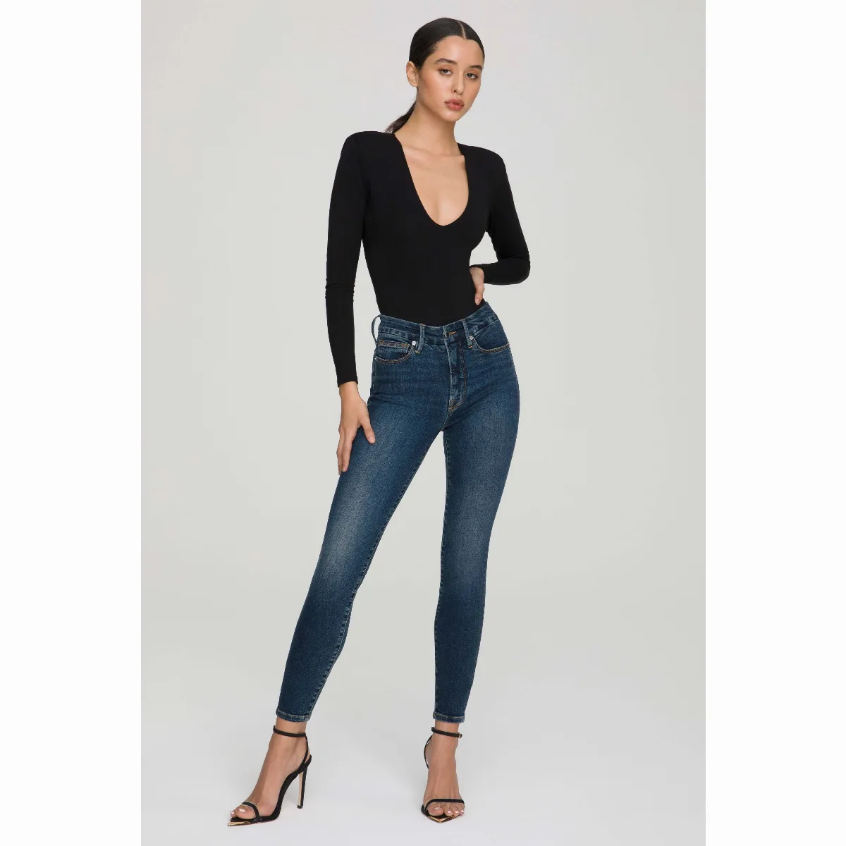 Good Legs Skinny Jeans Extra Stretch, Flat Tummy Tech, Gap-Proof Waistband High Waisted Skinny Jeans by GOOD AMERICAN