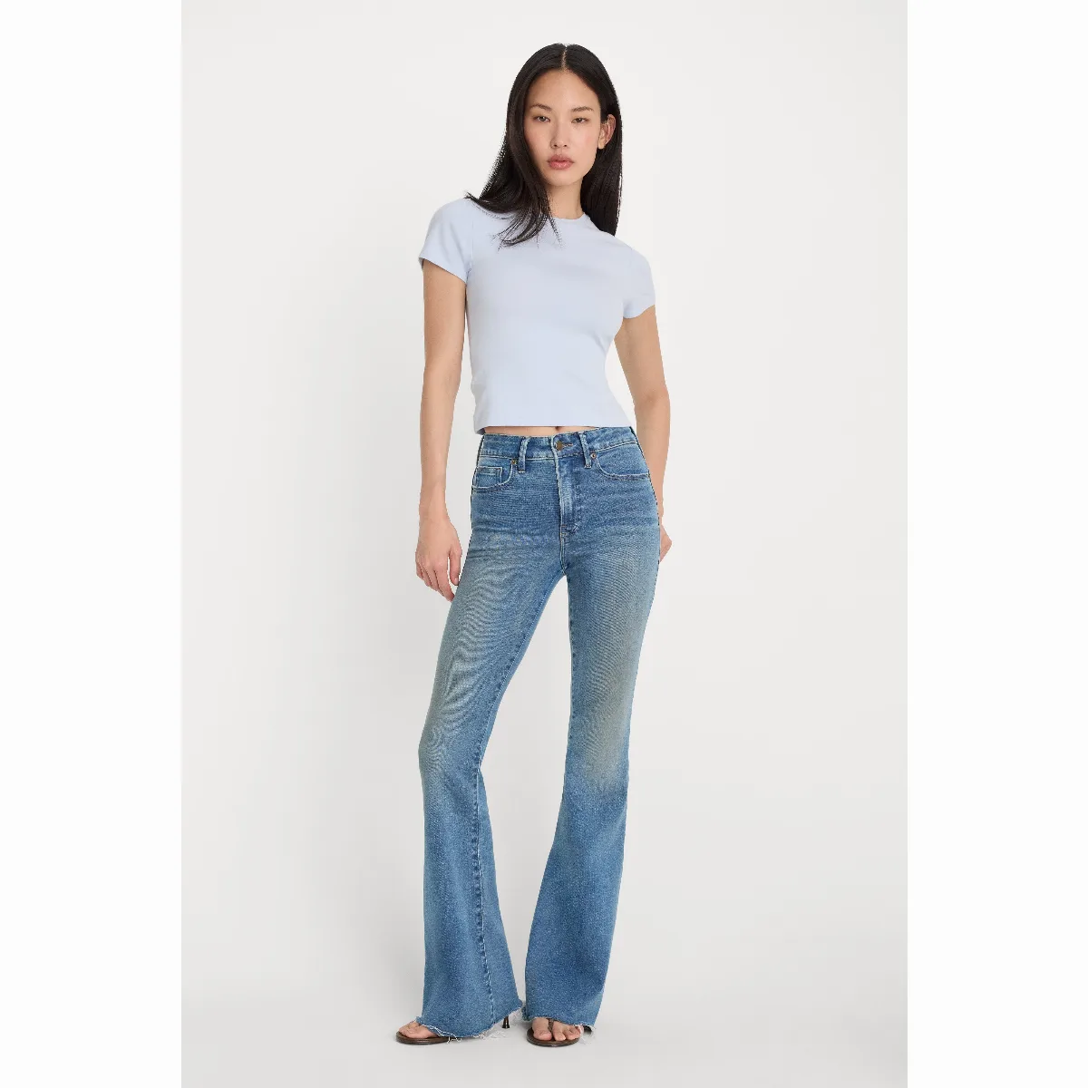 Soft Tech Good Legs Flare Jeans Extra Stretch, Flat Tummy Tech, Gap-Proof Waistband by GOOD AMERICAN