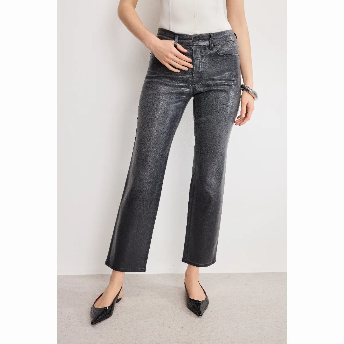 Soft Tech Good Legs Straight Coated Jeans by GOOD AMERICAN