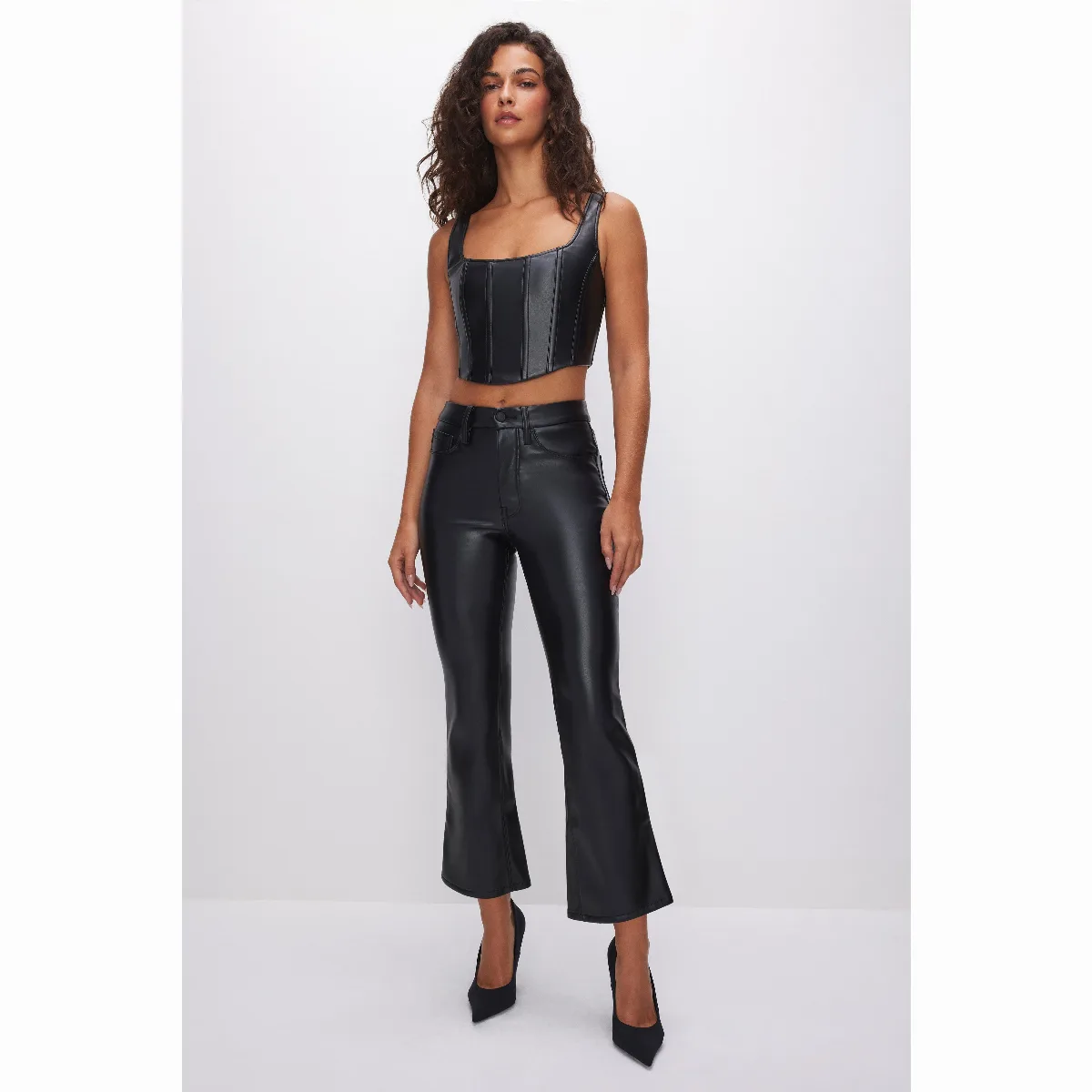 Good Legs Cropped Mini Boot Vegan Leather Pants by Khloé Kardashian by GOOD AMERICAN