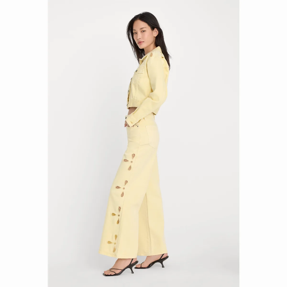 Good Waist Palazzo Ankle Embroidered Jeans by GOOD AMERICAN